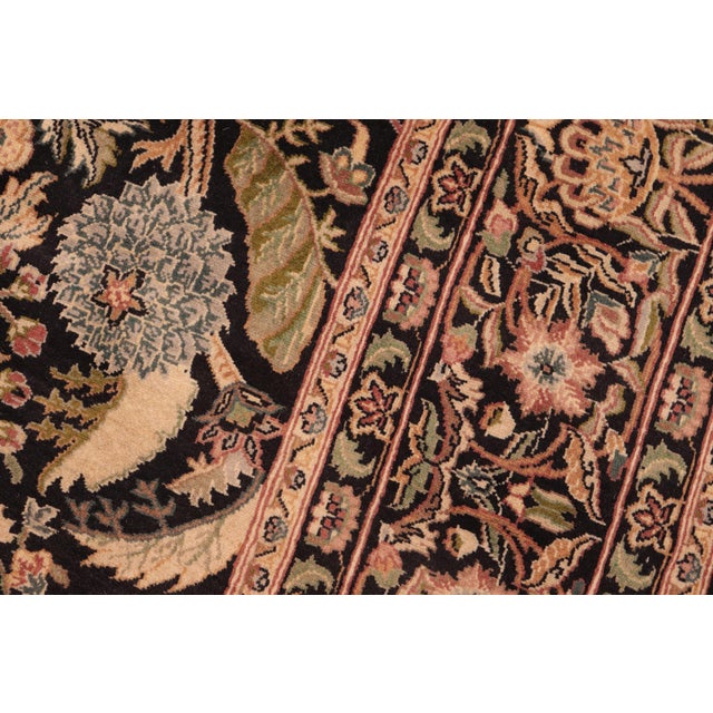Art Nouveau 1990's Pak-Persian Black/Green Wool Rug - 5'11'' X 9'1'' For Sale In New York - Image 6 of 9