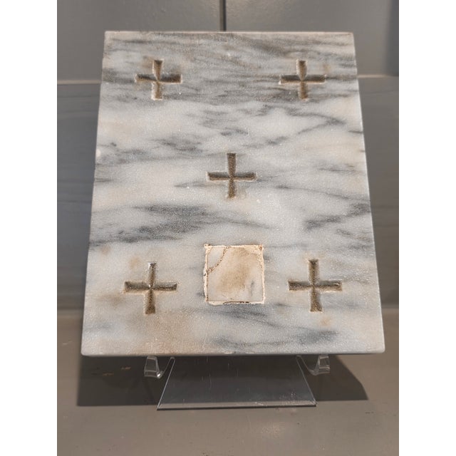 Antique Carved Marble Roman Catholic Church Reliquary Altar Stone Plaque For Sale - Image 11 of 18