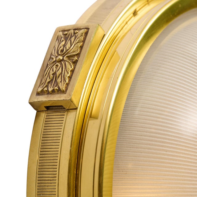 Art Deco Period French Ceiling Mounts, Brass and Etched Glass For Sale In Austin - Image 6 of 9
