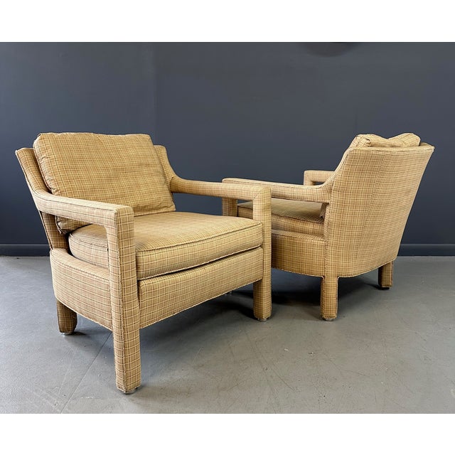 1980s Pair of Drexel Parson Style Chairs With Curvaceous Backs Mid Century For Sale - Image 12 of 12