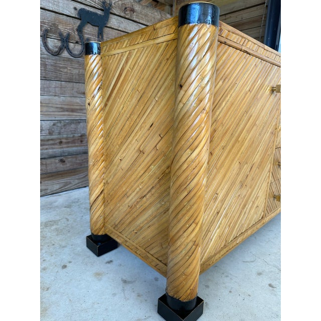 Mid-20th Century Restored Neoclassical Style Bamboo and Brass Sideboard For Sale - Image 10 of 12