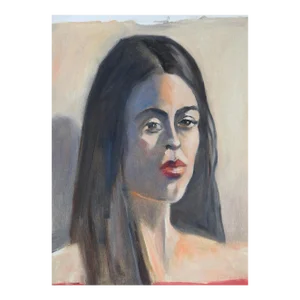 Contemporary Portrait Painting Woman With Black Hair