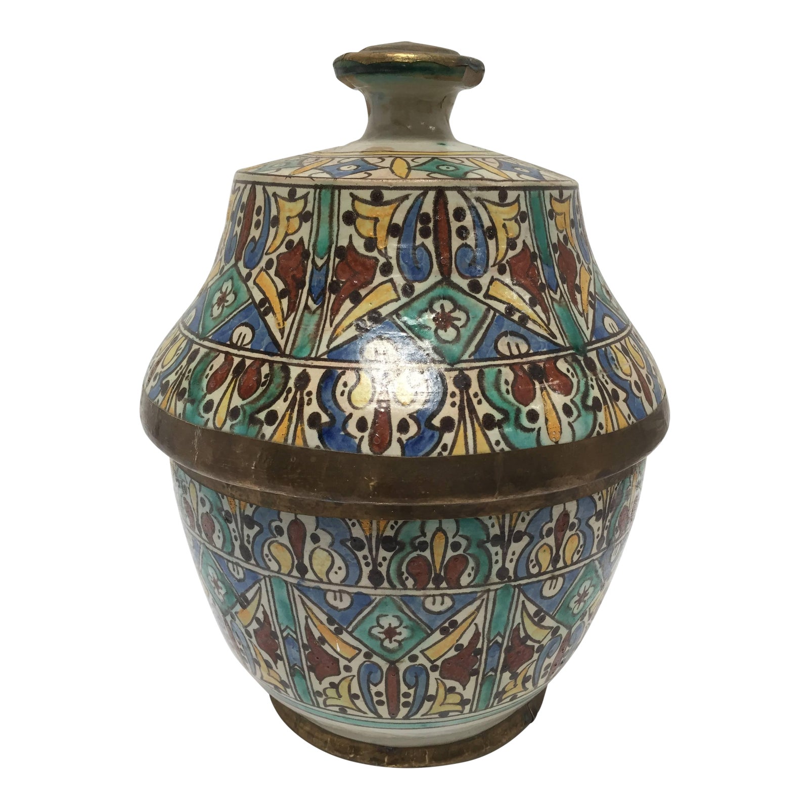 Moroccan Ceramic Glazed Storage Tureen Jar Chairish
