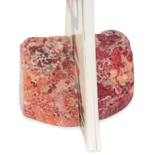 Contemporary Pink Raw Agate Bookends- a Pair For Sale - Image 3 of 4