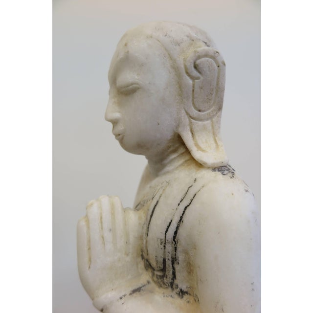 Late 19th Century 19th Century Burmese Alabaster Buddhist Monk Statue For Sale - Image 5 of 11