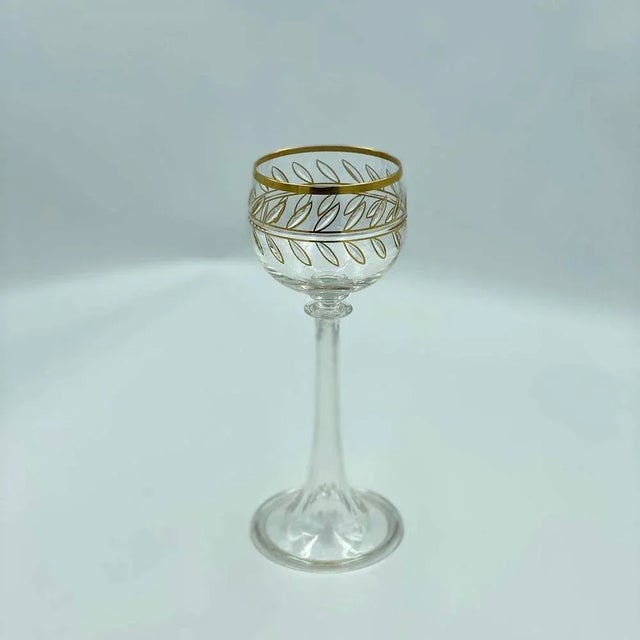 Antique Crystal Glasses with 24k Gold, France, 1890s, Set of 6 For Sale - Image 4 of 6
