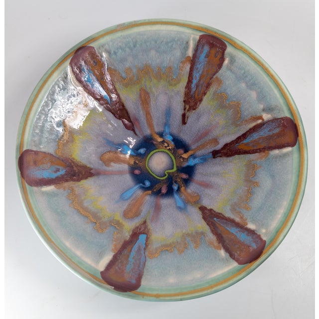 We are selling this cool and funky contemporary art pottery bowl. The bowl has vibrant colorful palette and conical shape....