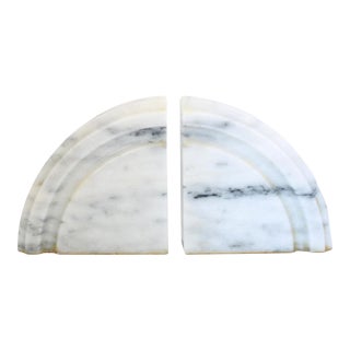 Vintage Italian Carrara Marble Bookends For Sale