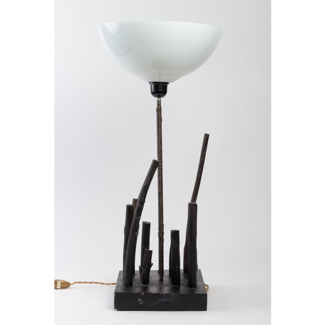 Postmodern Lamp in Wood and Lampshade in Polypropylene, 1980s For Sale - Image 3 of 9