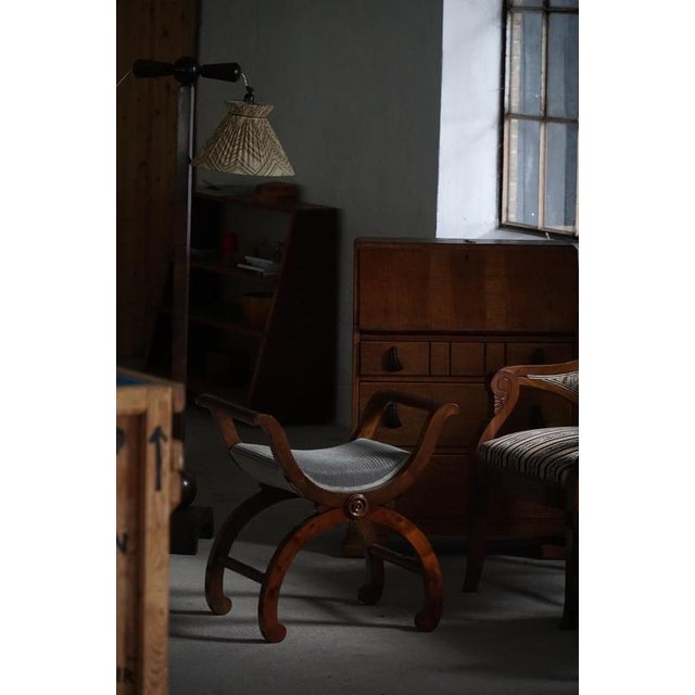 Brown Early 1900s Empire Danish Piano Stool with Velvet Seat For Sale - Image 8 of 12