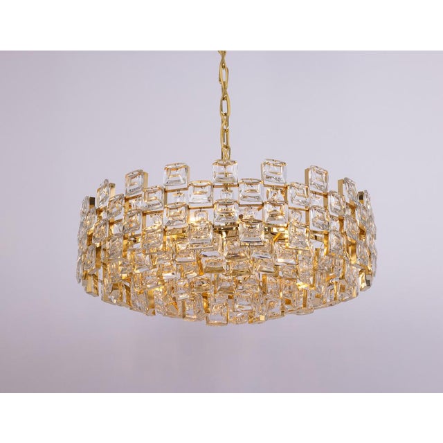 Large Gilt Brass Crystal Chandelier by Sciolari for Palwa, Germany, 1970s For Sale - Image 9 of 18