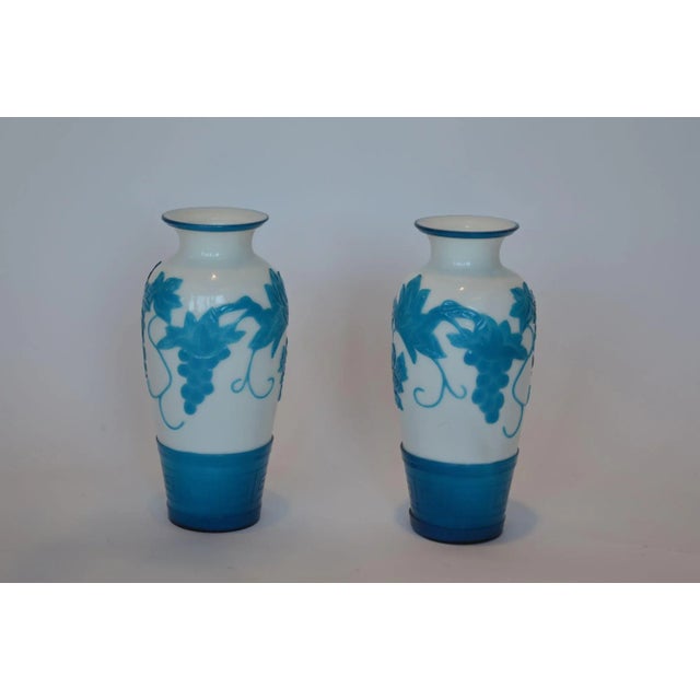 Early 20th Century Chinese Peking Glass is a Chinese Cameo Glass. Set of 2 vases.