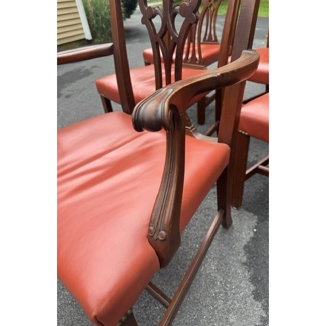 Wood Set of 6 Mid 20th Century Mahogany Chippendale Style Dining Chairs For Sale - Image 7 of 9