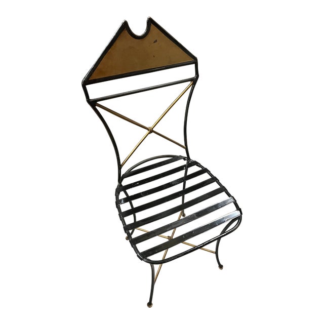 1970s Gold and Black Skinny Wired Chair For Sale