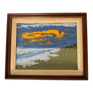 Abstract Seascape Palette Knife Painting Signed Baldwin For Sale