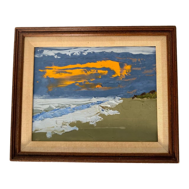 Abstract Seascape Palette Knife Painting Signed Baldwin For Sale