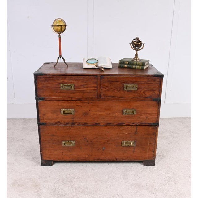Antique Military Campaign Pine Chest from Holloway and Son, 1880s For Sale - Image 12 of 14
