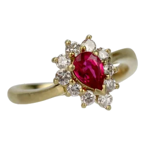 Kurt Wayne 18 Karat Gold, Ruby, and Diamond Cocktail Ring Size 5.5
