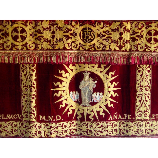 This impressive piece is completely embroidered , with applique elements ans gold treat it is on velvet and shows the...