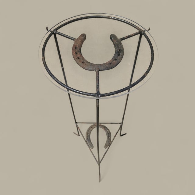 Mid 20th Century Vintage Southwest Cowboy Wrought Iron Horseshoe Plant Stand For Sale - Image 5 of 12