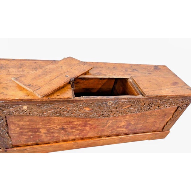 Antique Hand-Carved Dragon Wooden Trunk For Sale In Charlotte - Image 6 of 7