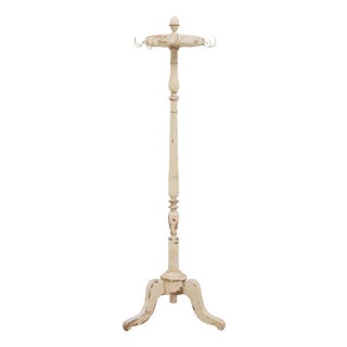 1900s French Wood White Patinated Floor Hanger For Sale