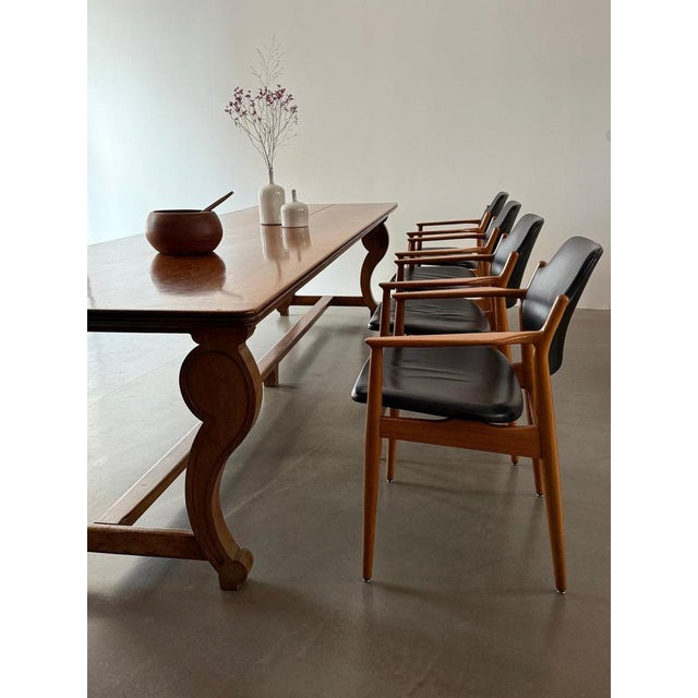 Antique French Monastery Dining Table in Nutwood, 19th Century For Sale - Image 6 of 8