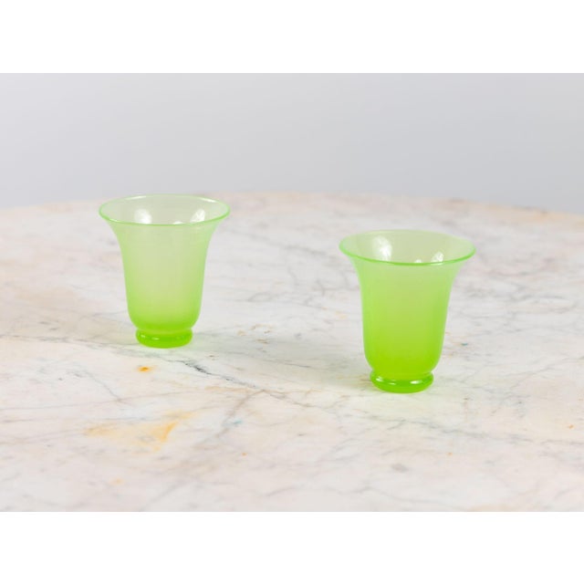 1920s Opaline Lime Green Glass Vase and Dish, France 1920s For Sale - Image 5 of 12