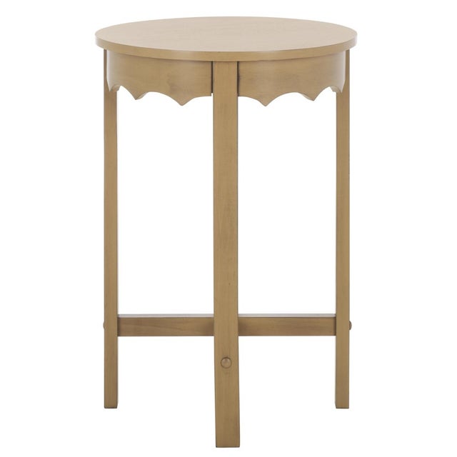 Wood Seraphina Round Accent Table in Desert Brown For Sale - Image 7 of 8