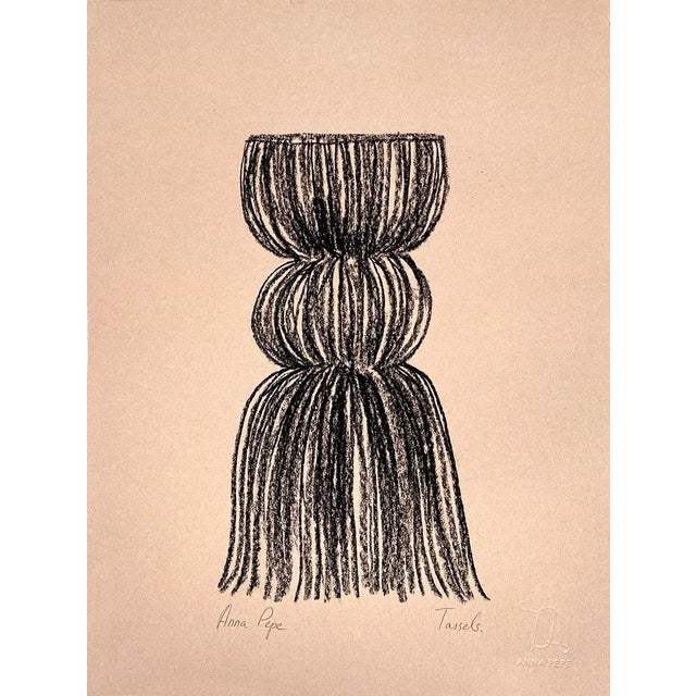 “Tassels” Contemporary Minimalist Still Life Charcoal Drawing For Sale