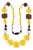 Angela Caputi Extra-Long Necklace Faux-Wood and Textured Yellow Resin Beads For Sale