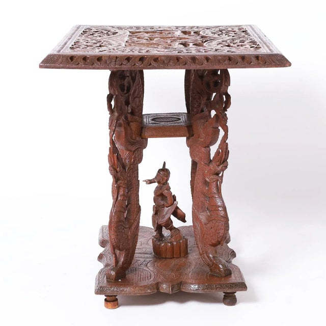 English Anglo Indian Carved Wood Stand or Table For Sale - Image 3 of 12