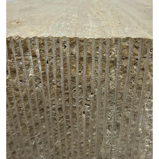Late 20th Century Substantial Brutalist Natural Travertine Stone Side Table or Seat For Sale - Image 5 of 6
