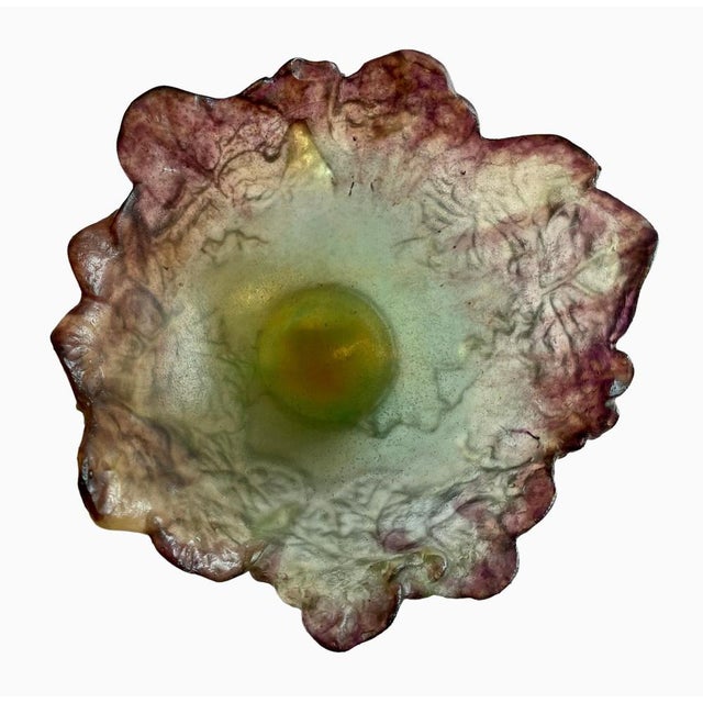 Green Vintage French Cabbage Leaf Bowl from Daum For Sale - Image 8 of 11