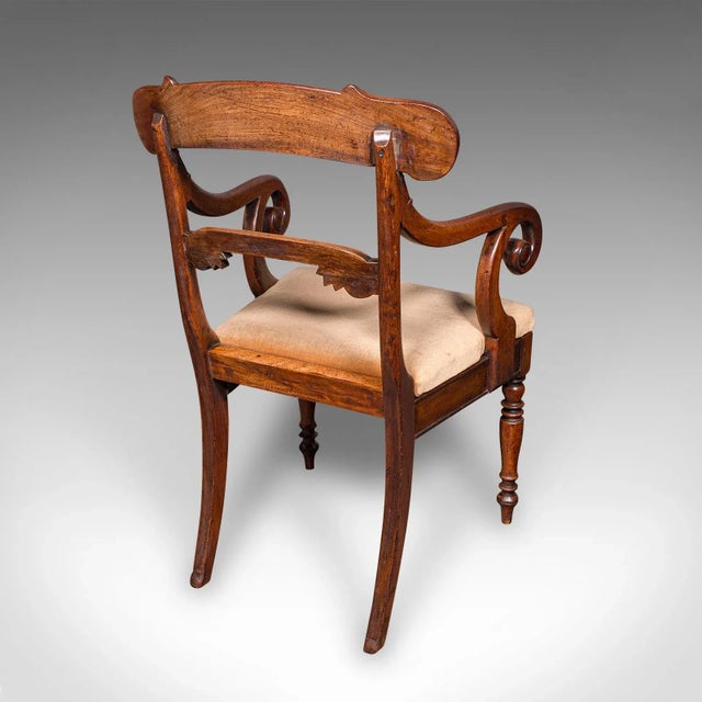 Pair of Antique Morning Room Chairs, English, Elbow Seat, Regency, Circa 1820 For Sale - Image 6 of 12