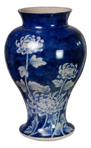 Hand-Painted Chrysanthemum Vase by Pottery 12, Hanoi Studio Art Ceramic