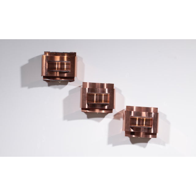 Brutalist Copper Wall Lamps by Svend Aage Holm Sørensen, 1960s, Set of 3 For Sale - Image 17 of 18