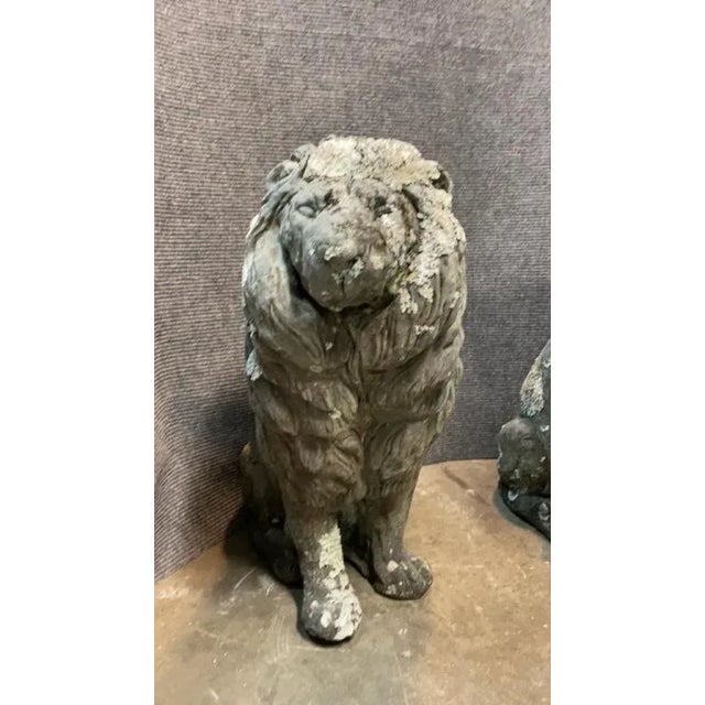 Early 19th Century Early 19th Century Concrete Lion Garden Statues - Set of 2 For Sale - Image 5 of 5