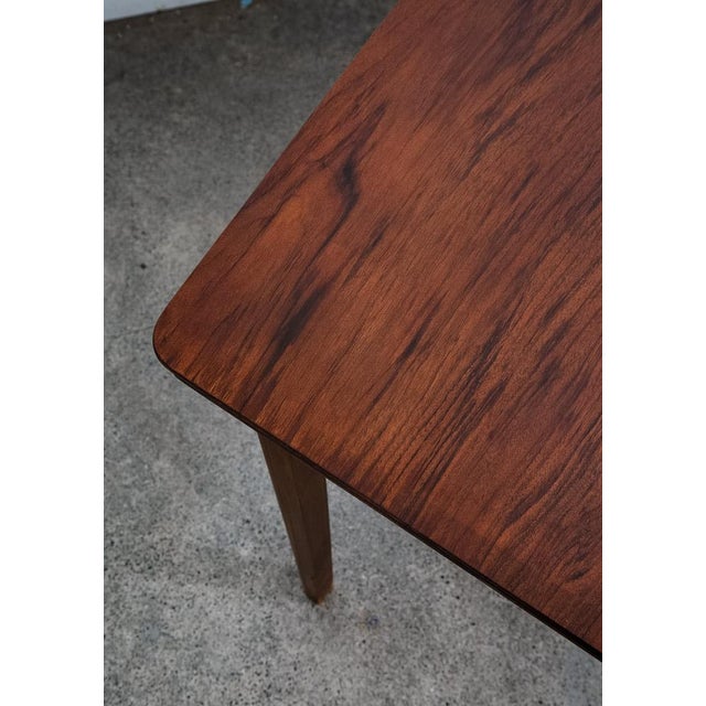 Mid Century Modern Dining Table Drop Leaf Walnut Compact Leaf X2 Vintage 1960s For Sale - Image 10 of 11