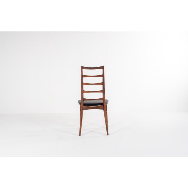 Elegant set of six “Lis” dining chairs designed by Niels Koefoed for Hornslet Møbelfabrik, Denmark, 1960s. Crafted in...