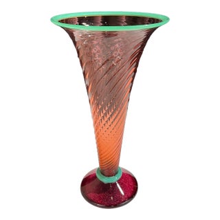 Signed Young & Constantin Art Glass Trumpet Vase For Sale