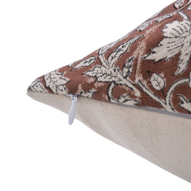 Art Deco Fabdivine Indian Block Print Cushion Cover 14x36 Inch Duck Canvas-Manikarnika For Sale - Image 3 of 4