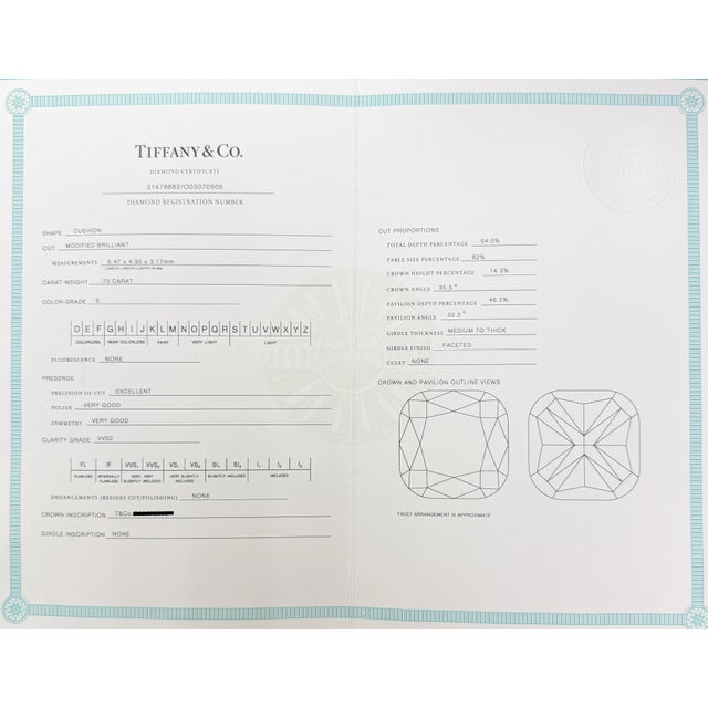 Platinum Tiffany & Co. Soleste 1.00 CTTW Diamond Engagement Ring, Platinum, Size 6 For Sale - Image 8 of 9