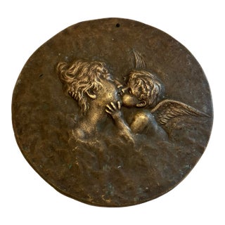 Art Nouveau Figural Bronze Medallion For Sale