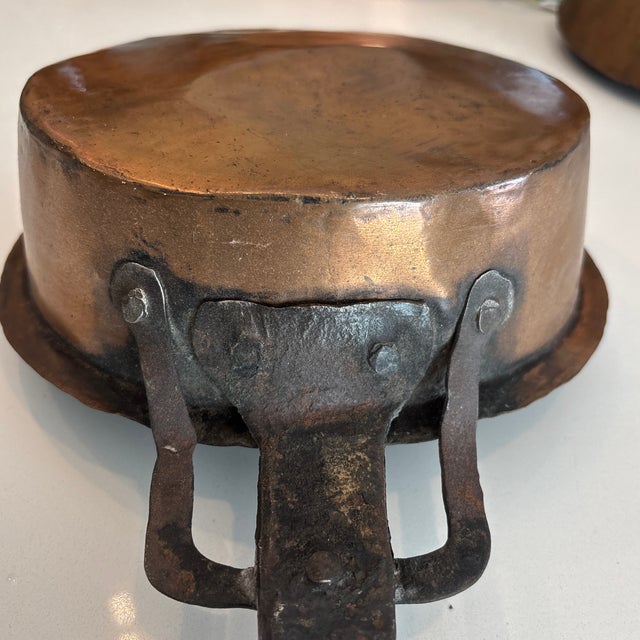Antique Hand Forged Copper & Iron Cookware Set- 3 Pieces For Sale - Image 4 of 12