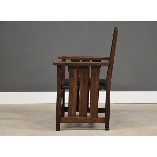 L. & J.G. Stickley, Inc. Early 20th Century L&jg Stickley Onondaga Captain Dining Chair For Sale - Image 4 of 11
