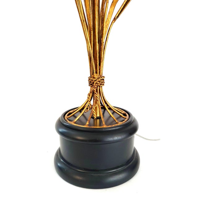 Lamp Restored Italian Tole & Gilt Wheat - 1960s For Sale - Image 12 of 14