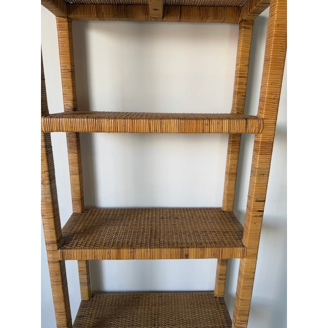 Vintage Coastal Boho Rattan-Wrapped Five-Tier Étagère For Sale - Image 9 of 14