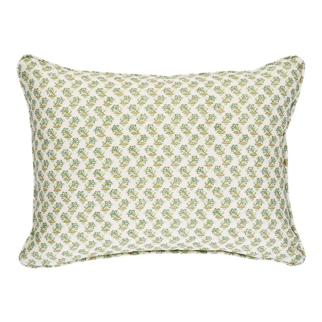 Schumacher x Mark D. Sikes Oleander Indoor/Outdoor Pillow 16" x 12" in Leaf Green For Sale