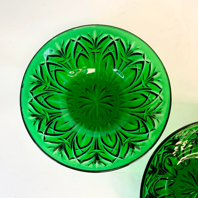 1940s Vintage Art Deco Boho Chic Indiana Glass Co Pressed Glass Serving Bowls - A Pair. For Sale - Image 6 of 9